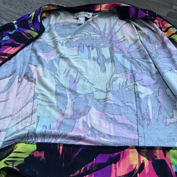 🔥Joseph Ribkoff🔥 | Neon colours tropical zip up sweater - Picture 7 of 11